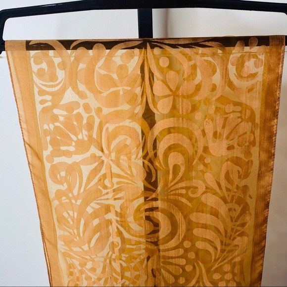 Vintage Beautiful Brownish Bronze Sheer Paisley Versatile Scarf - Picture 8 of 10
